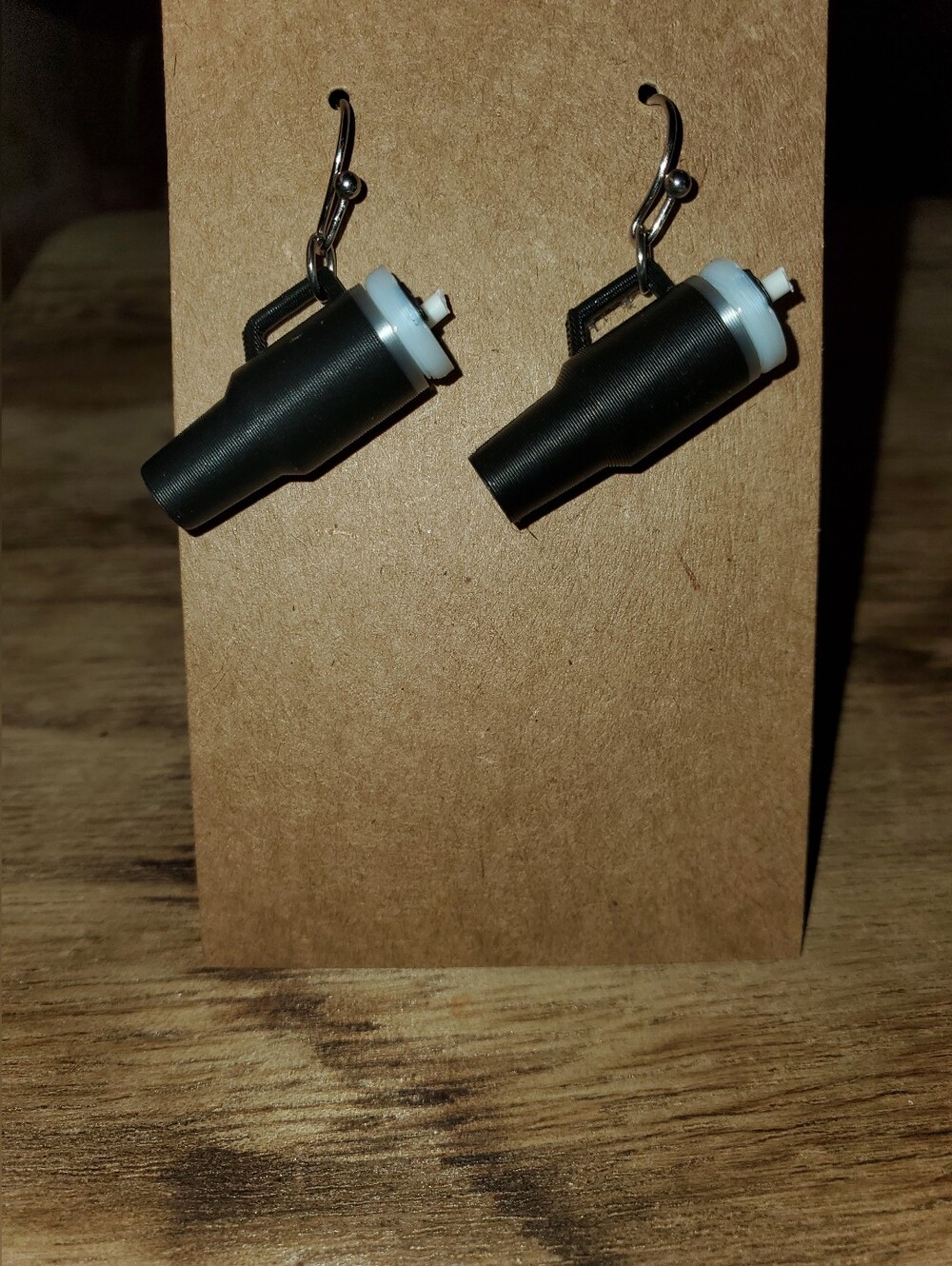 B2G1F Mini Black Tumbler Dangle Earrings, NEW